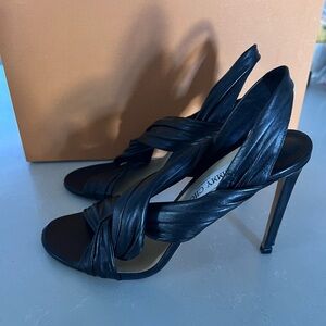 Jimmy Choo Black leather Twist strap heels size 40
